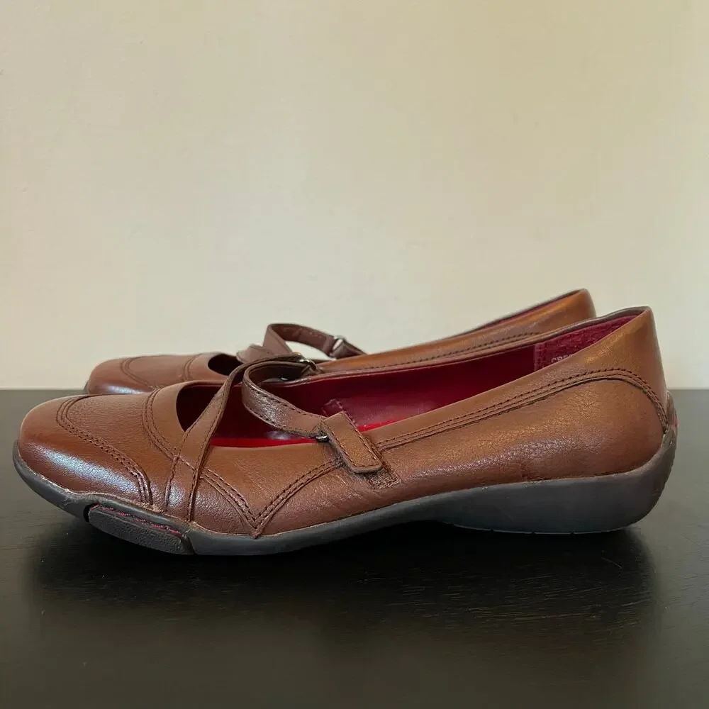 Naturalizer Brown Leather Mary Jane Sneaker Ballet Flats 7W